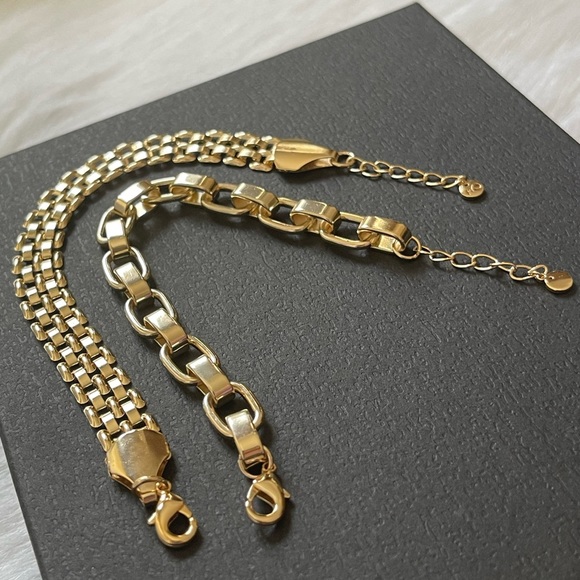 18K Gold Plated Over Brass Watch Band Link Bracelet Bundle - Picture 7 of 11